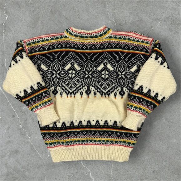 Vtg 90s Dale of Norway Wool Knit Sweater in Black and Cream W/ Color Accents  XS - Picture 3 of 8